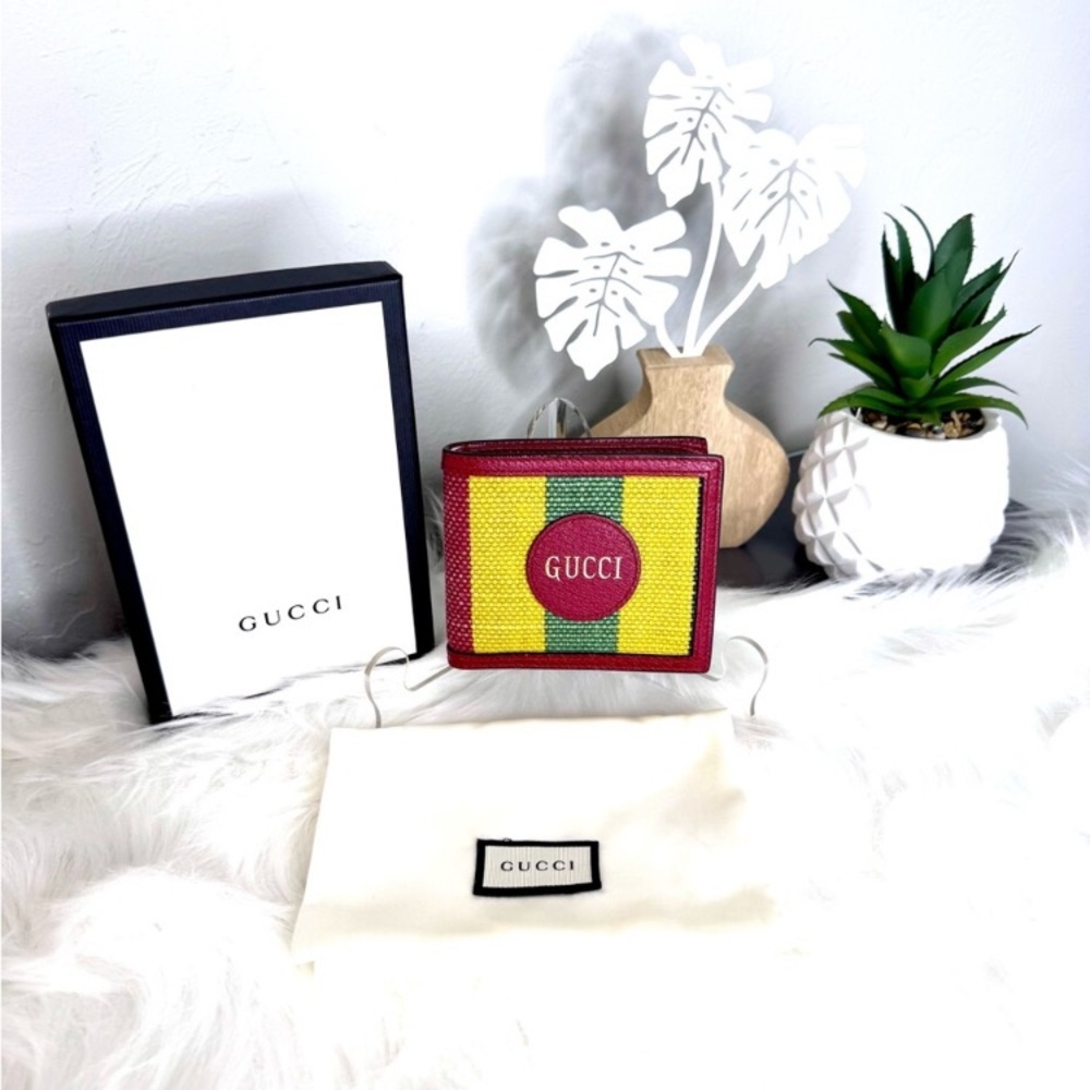Nwt Gucci All Inclusive Baiadera Stripe Bifold Canvas Wallet